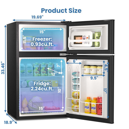 R.W.FLAME 3.1 cu.ft. Convertible Mini Fridge with Freezer & Reviews